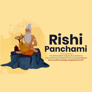 Illustration of a Rishi with text 'Rishi Panchami'