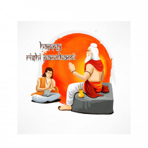 Illustration depicting a sage and a disciple celebrating Rishi Panchami