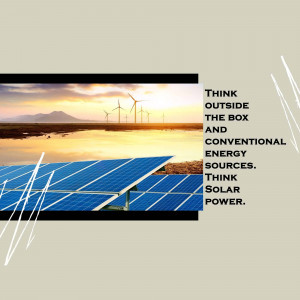 Solar panels and wind turbines representing sustainable energy sources