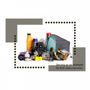 Assorted automotive parts including oil, filters, and brake components.