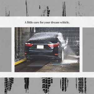 Black car being washed in an automatic car wash