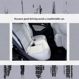 White leather car seats with tire track background