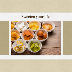 A variety of colorful Indian sweets arranged in small white bowls on a wooden surface.