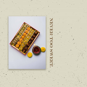 A box of traditional Indian sweets arranged for Diwali celebration