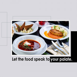 A table setting with three different soups and side dishes, including borscht, a creamy soup, and a meat patty with sauce.