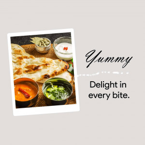 Close-up of Indian flatbread with accompaniments