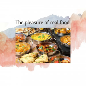 A variety of Indian dishes served in metal pots and bowls with naan bread.