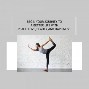 Woman performing a yoga pose against a brick wall with motivational text.