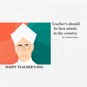 Illustration of Dr. Radhakrishnan with a quote for Teacher's Day