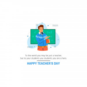 Illustration of a male teacher in front of a chalkboard with mathematical equations, celebrating Teacher's Day.