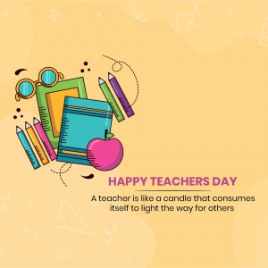 Illustration of school supplies and a Teachers Day greeting.