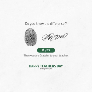 Image depicting a fingerprint and a signature with text celebrating Teachers Day.