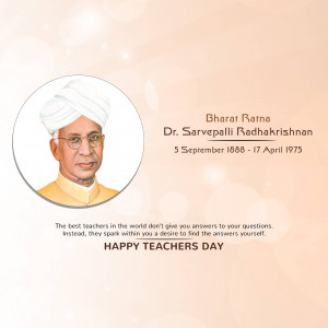 Portrait of Dr. Sarvepalli Radhakrishnan with Teachers Day message