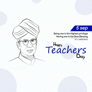 Line art portrait of Dr. Sarvepalli Radhakrishnan with a Teachers Day message.