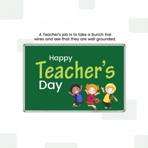 Illustration of children celebrating Teacher's Day with text 'Happy Teacher's Day'
