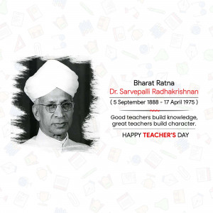 Portrait of Dr. Sarvepalli Radhakrishnan with text celebrating Teacher's Day