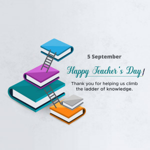 Stack of books with a ladder representing the journey of learning, celebrating Teacher's Day.