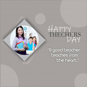 Image depicting a teacher with students and a 'Happy Teachers Day' message.