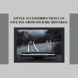 Heads-Up Display showing driving information on a car dashboard