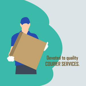 Illustration of a courier delivering a package