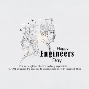 Illustration of faces formed by lines and shapes with the text 'Happy Engineers Day'