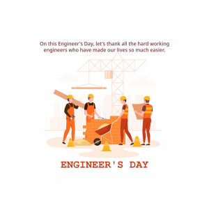 Illustration of engineers working on a construction site with text 'Engineer's Day'