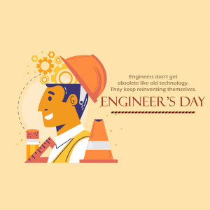 Illustration of an engineer's head with gears and tools, celebrating Engineer's Day.