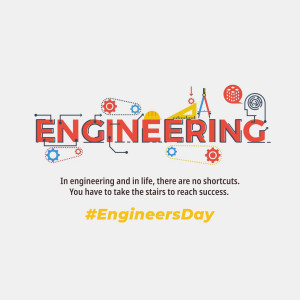 Illustration celebrating Engineers Day with engineering tools and the word 'ENGINEERING'.