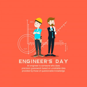 Illustration of an engineer and a businessman with Engineer's Day text.