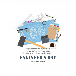 Engineer's Day flat lay with tools and blueprints