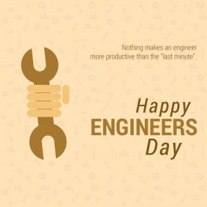 Illustration of a wrench with a rope and text 'Happy Engineers Day'