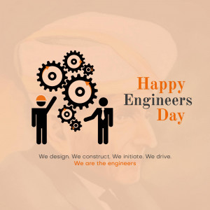 Engineers Day graphic with gears and people icons