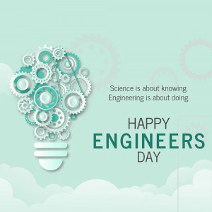 Lightbulb made of gears with text 'Happy Engineers Day'
