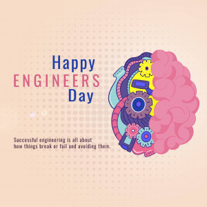 Illustration of a brain half made of gears and machinery for Engineers Day