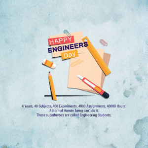 Engineers Day greeting with stationery and text