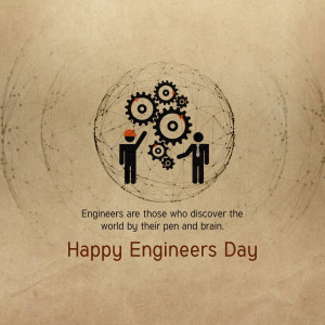 Engineers Day graphic with gears and people working together
