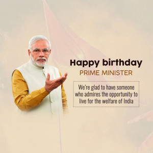 Portrait of Prime Minister Narendra Modi with birthday greetings