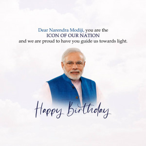 Portrait of Narendra Modi with a birthday message