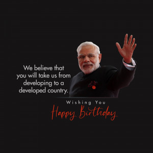 Image of Narendra Modi with a birthday message