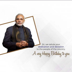 Portrait of Narendra Modi with birthday greetings