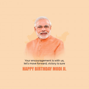 Portrait of Narendra Modi with a birthday message
