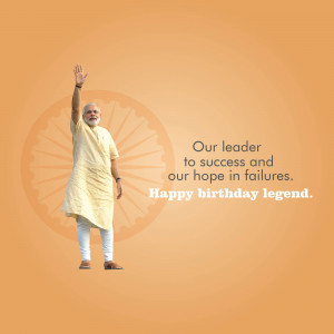 Image of Narendra Modi waving with a birthday message.