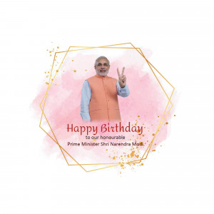 Image of Prime Minister Narendra Modi with a birthday greeting.