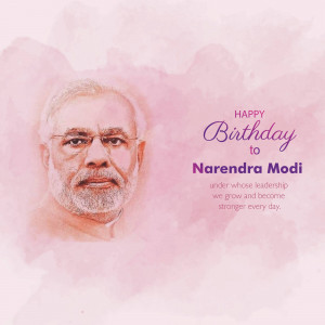 Portrait of Narendra Modi with birthday wishes