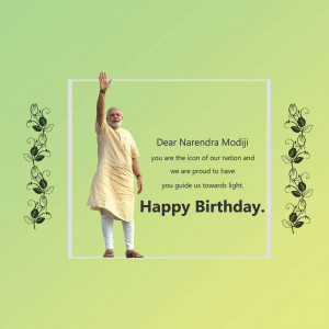 Image of Narendra Modi with a birthday greeting.