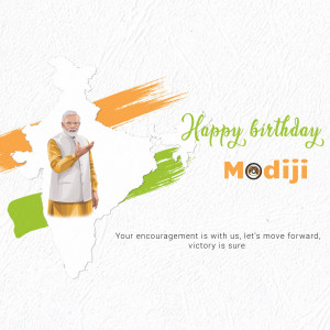 Image of Narendra Modi with Indian flag colors and map