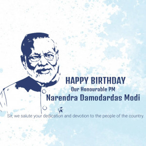 Portrait of Narendra Modi with birthday greetings