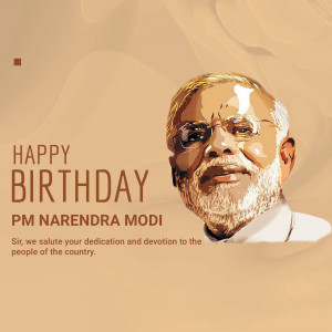 Portrait of Narendra Modi with birthday greetings