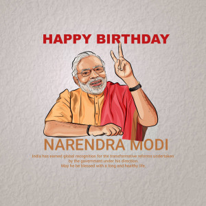 Illustration of Narendra Modi with a victory sign