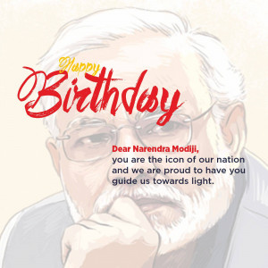Portrait of Narendra Modi with birthday wishes